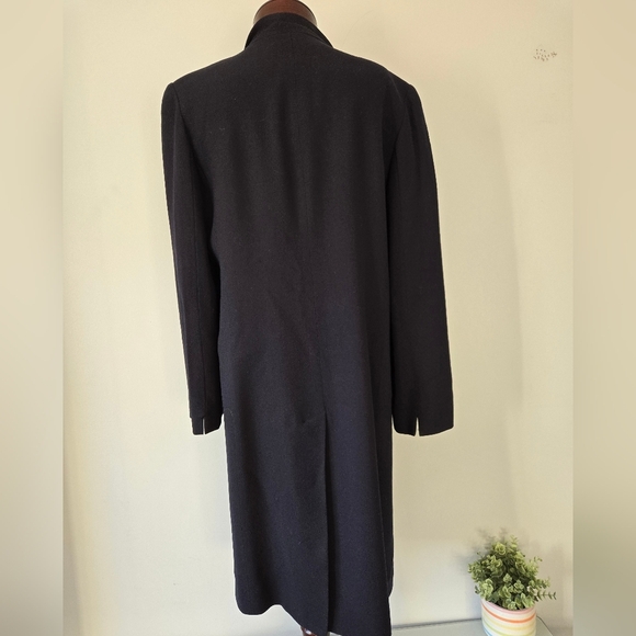 CARLA ZAMPATTI Virgin wool unbelted  navy trench,bright orange lining.Size Large - Picture 7 of 16